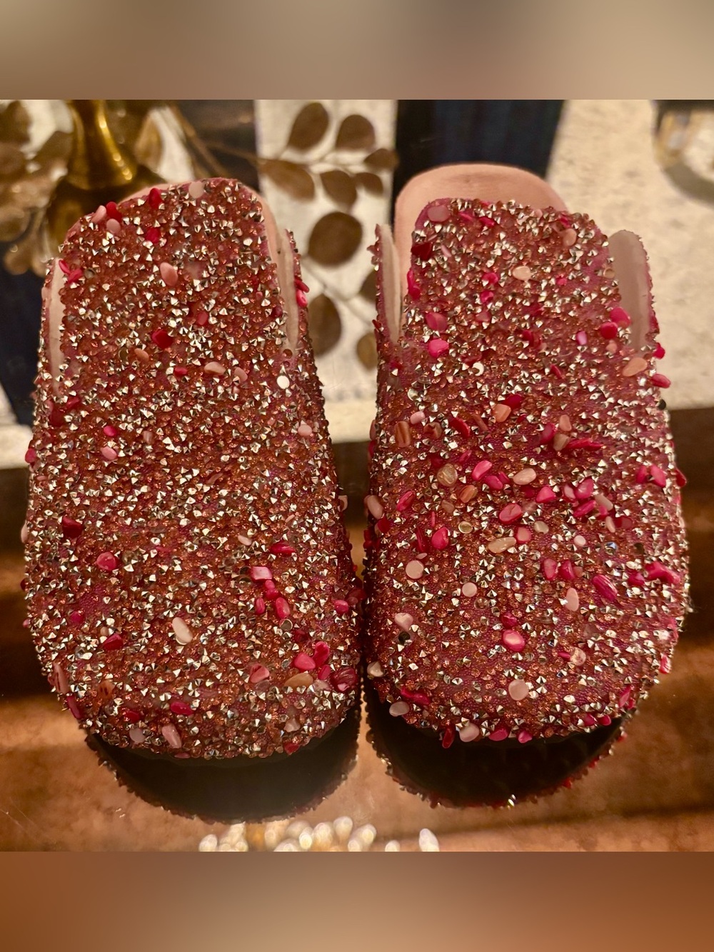 Women’s Sparkle Slide Clog in silver and Pink